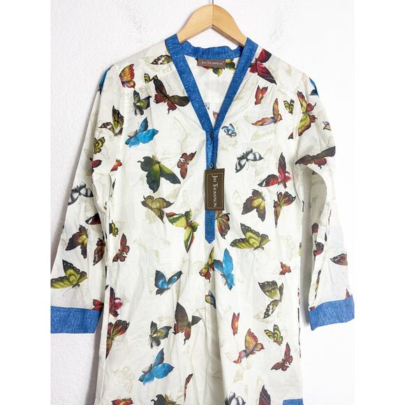 NWT Jim Thompson Button Down Tunic Size 6 Butterfly Print Cotton Lightweight - Picture 7 of 12